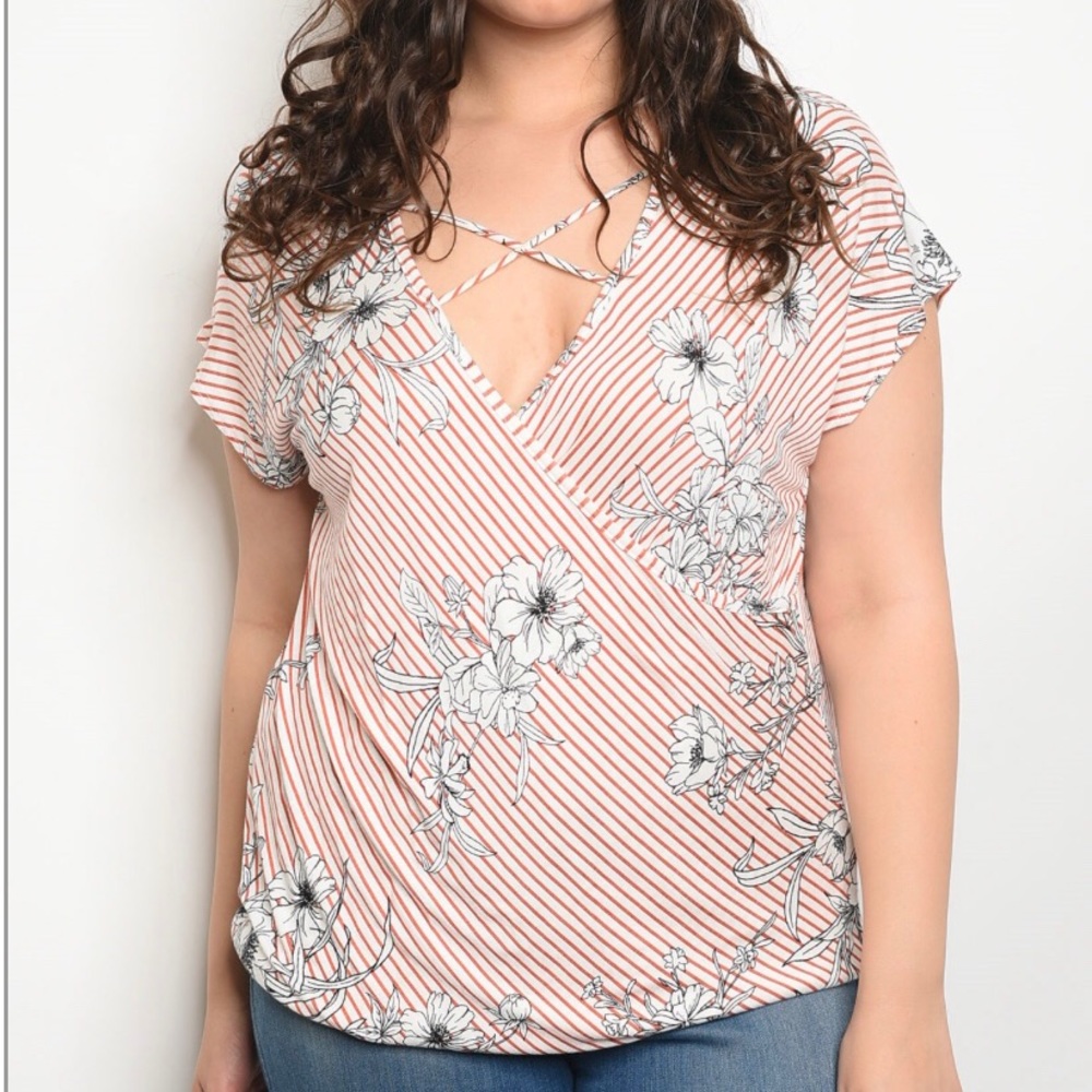 Orange strip w/ Flower Print